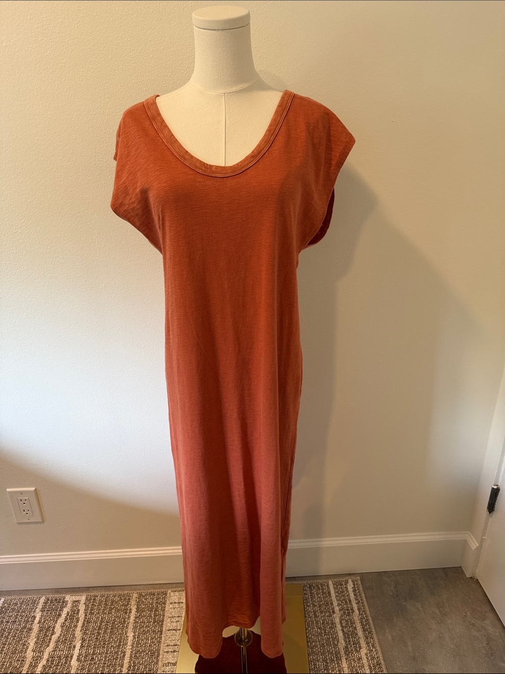 Universal Thread Rust Terracotta Cotton Maxi T-Shirt Dress S NWOT